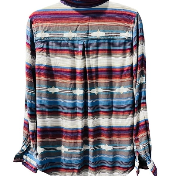 Stetson Serape Southwest Western Rayon Button Up Long Sleeve Blouse Size Medium - Picture 5 of 6
